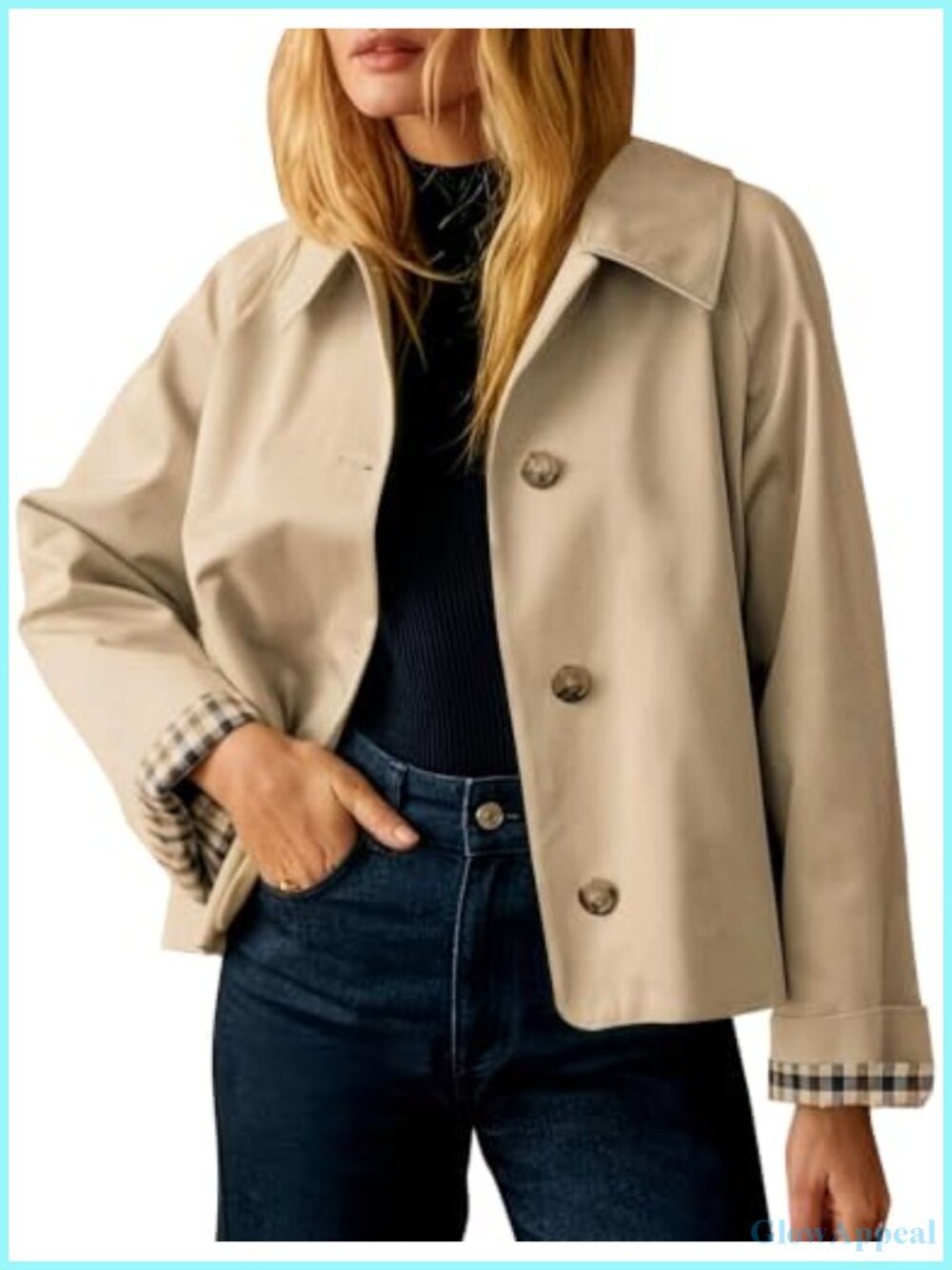 Cropped Oversized Trench Coat Lightweight Polyester Jacket